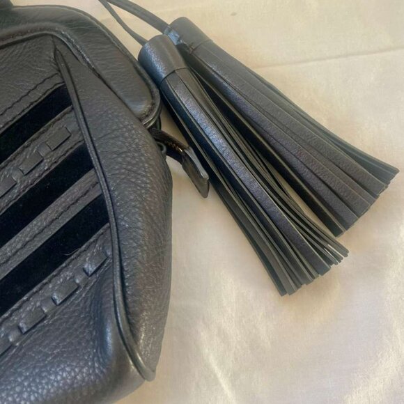 Isabella Fiore Black Leather Purse with Tassel Detail – 13x8.5” - Picture 4 of 9